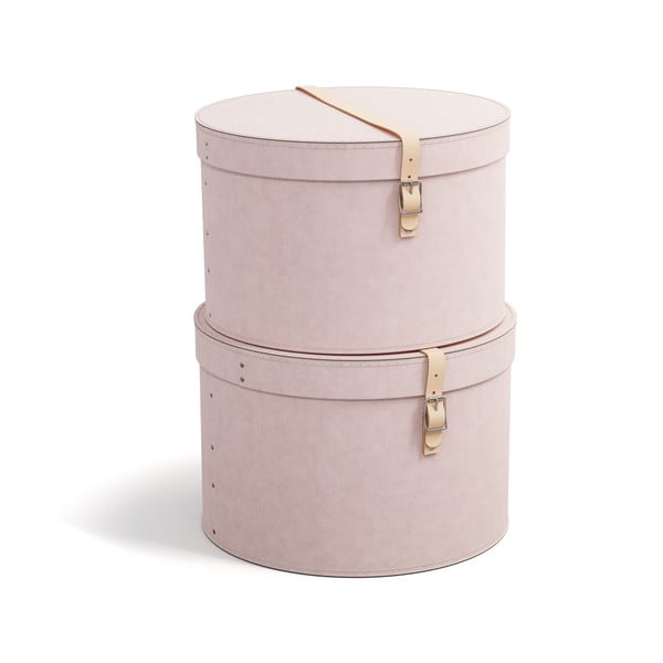 Cutii de depozitare roz-deschis 2 buc. din carton cu capac ø 37,5x25 cm Rut Restore Paper Laminate – Bigso