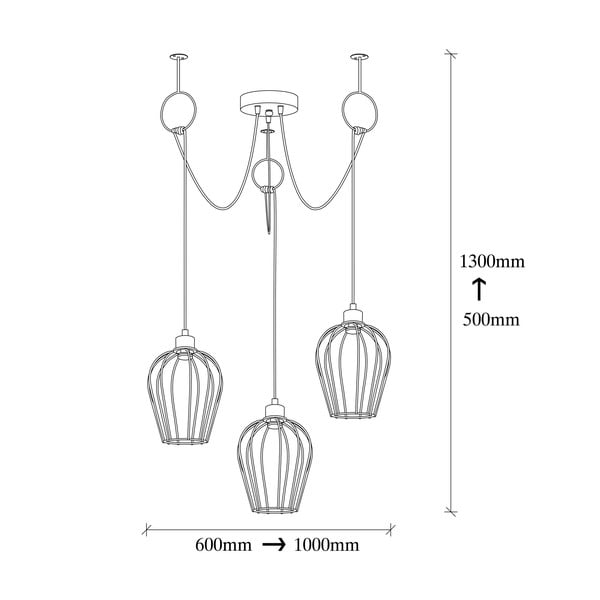 Lustră de 3 becuri Opviq lights Tel Chain, negru-image-3