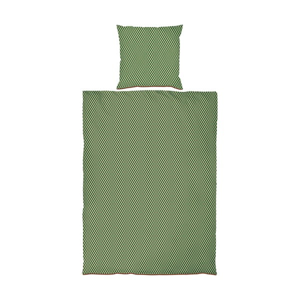 Lenjerie de pat verde/bej din bumbac satinat pentru pat de o persoană 140x200 cm Mini – Mette Ditmer Denmark