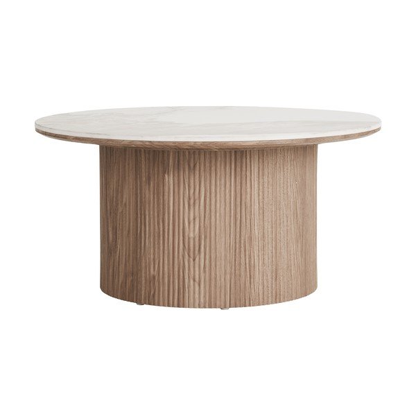 Măsuță de cafea bej/în culoare naturală rotundă cu blat cu aspect de marmură ø 80 cm Athens – House Nordic-image-4