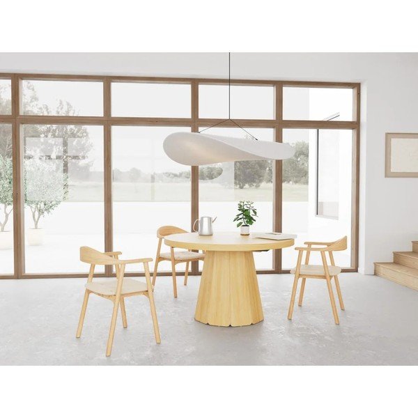 Masă de dining rotundă extensibilă cu blat cu aspect de lemn de stejar cu blat suplimentar ø 120 cm Atmore – Actona-image-1