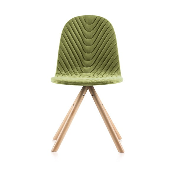 Scaun cu picioare în nuanță naturală Iker Mannequin Wave, verde deschis