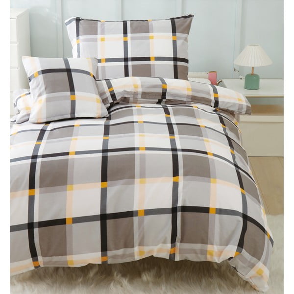 Lenjerie de pat din microsatin maro-crem pentru pat de o persoană cu 3 piese 140x200 cm Henry – My House-image-2