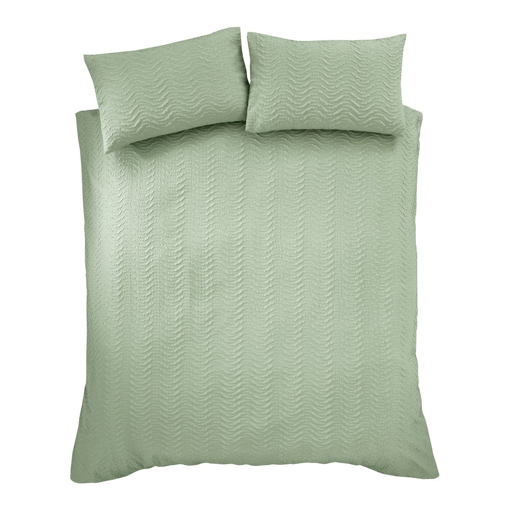 Lenjerie de pat verde pentru pat dublu 200x200 cm Heatset Wave – Catherine Lansfield