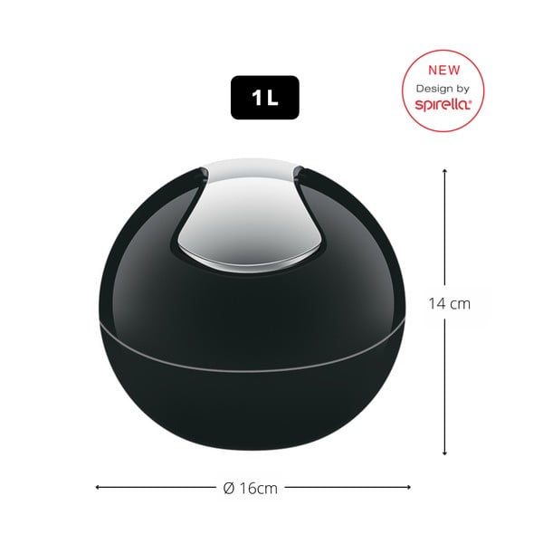 Coș de gunoi negru din plastic 1 l   Bowl – Spirella-image-2