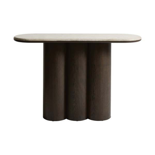 Masă consolă în culoare naturală închisă cu blat din marmură 38x120 cm Piazze – Unique Furniture-image-1
