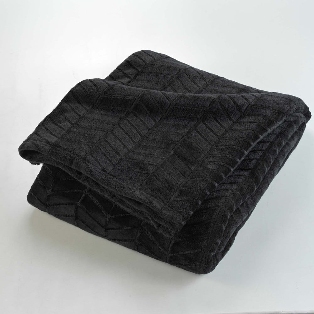 Cuvertură neagră din microflanel 180x220 cm Arya – douceur d\'intérieur