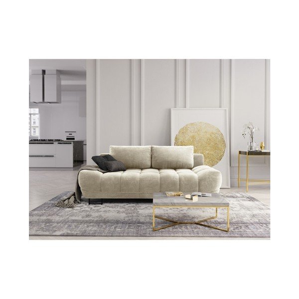 Canapea extensibilă cu 3 locuri și tapițerie de catifea Windsor & Co Sofas Cirrus, bej-image-1