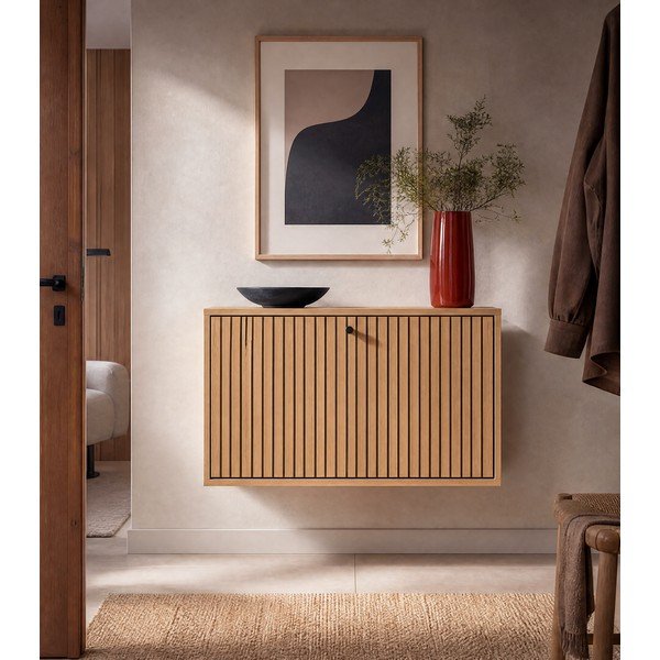 Pantofar în culoare naturală cu deschidere înclinată cu aspect de lemn de stejar 72x43x17 cm Albany  – Actona-image-3