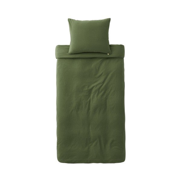 Lenjerie de pat verde din amestec de in pentru pat de o persoană 150x200 cm Elly – Ellos Home