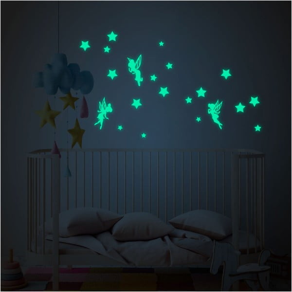 Set autocolante fosforescente de perete Ambiance Fairies and Stars-image-1