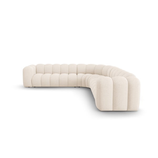 Colțar modular crem cu tapițerie din chenille Lupine – Micadoni -image-2