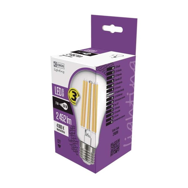 Bec cu LED EMOS Filament A67 Neutral White, 17W E27-image-1