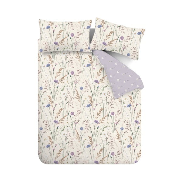 Lenjerie de pat mov lavandă-bej pentru pat de o persoană 135x200 cm Grasmere – Catherine Lansfield