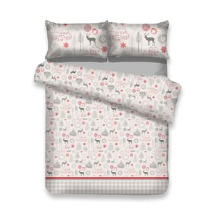 Lenjerie de pat din flanel cu motive de Crăciun pentru pat dublu AmeliaHome Lappi, 160 x 200 cm