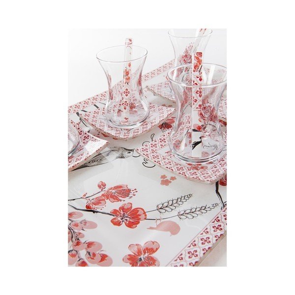 Set pentru ceai Almond, 20 piese, alb - roșu-image-1