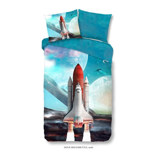 Lenjerie din bumbac pentru copii Muller Textiels Space Shuttle, 140 x 200 cm
