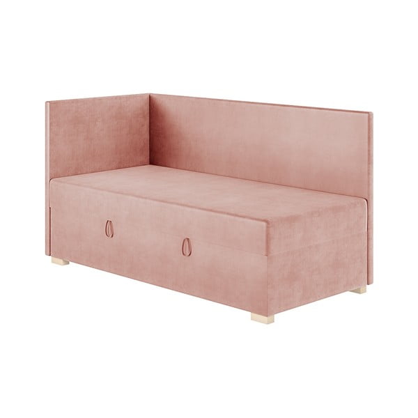 Pat pentru copii  roz pe colț cu spațiu de depozitare cu saltea 90x200 cm Flexi – Ghado-image-4