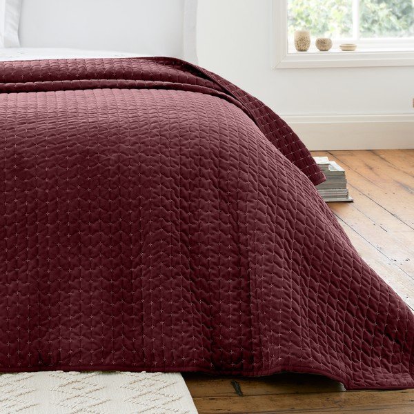 Cuvertură burgundy matlasată din catifea 240x260 cm Attica Velvet – Bianca-image-1