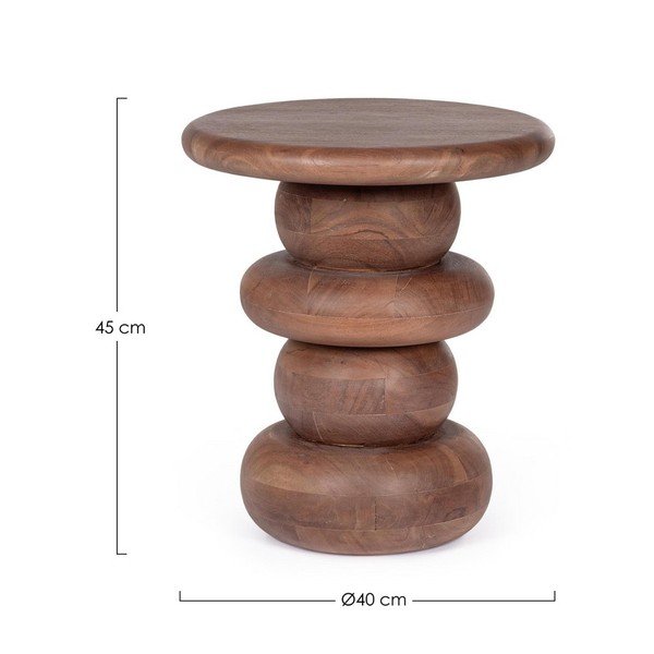 Măsuță auxiliară rotundă din lemn de mango ø 40 cm Lopez – Bizzotto-image-3
