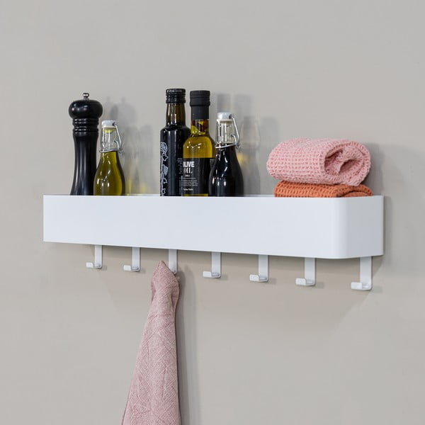 Raft pentru baie alb de montat pe perete din oțel Multi – Spinder Design-image-1