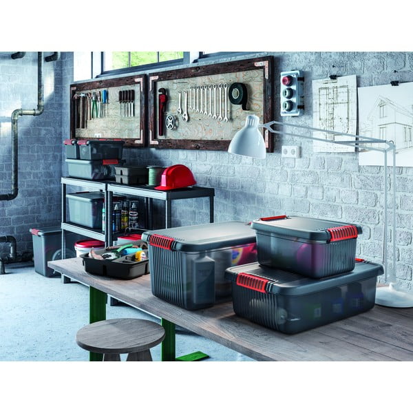 Cutie de depozitare gri din plastic cu capac 59x39x18 cm K Latch Box – KIS-image-1