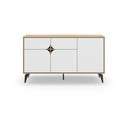 Comodă albă/în culoare naturală joasă cu aspect de lemn de stejar 140x79 cm Nola – Marckeric