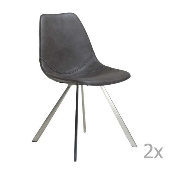 Set 2 scaune cu bază din oțel DAN-FORM Pitch, gri