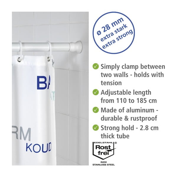 Bară pentru perdea de duș albă 110 - 185 cm – Wenko-image-3
