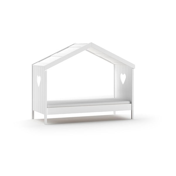 Pat pentru copii  alb de tip casă/cu extensie suplimentară din lemn masiv de pin cu spațiu de depozitare 90x200 cm AMORI – Vipack-image-3