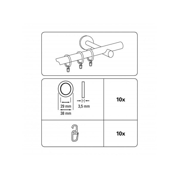 Inele de perdele cu inserție și cârlig în set de 10 Elba - Gardinia-image-1