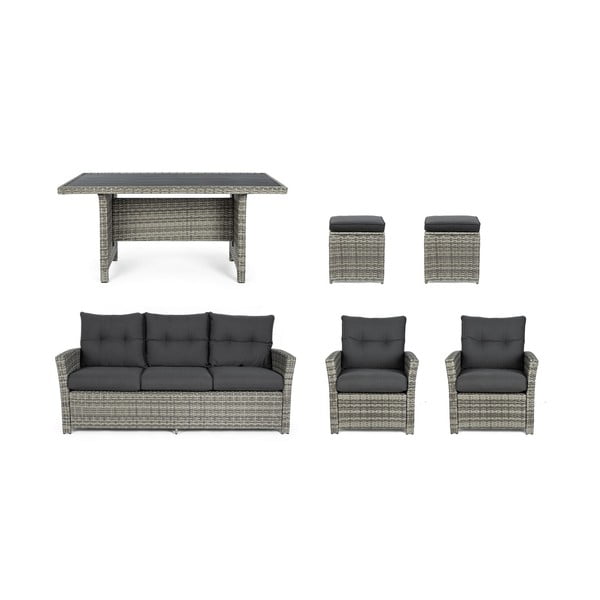 Set mobilier de grădină gri din ratan artificial pentru 6 persoane Ariel   – Bizzotto-image-3