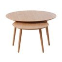 Măsuțe de cafea în culoare naturală 2 buc. rotunde cu aspect de lemn de stejar ø 88 cm Adda – Unique Furniture