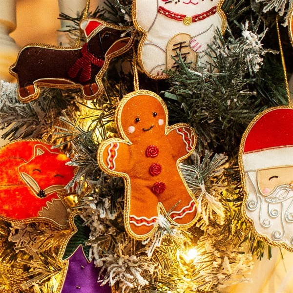 Ornament de Crăciun lucrat manual din material textil 10 cm Gingerbread – Sass & Belle-image-1