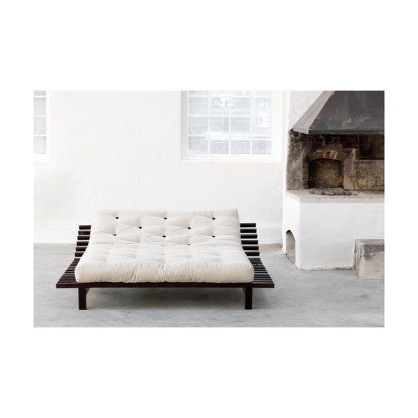 Pat dublu din lemn de pin cu saltea Karup Design Blues Double Latex Black/Black, 140 x 200 cm-image-4