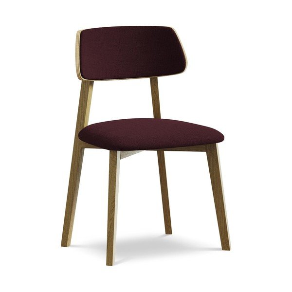Scaun de dining burgundy din lemn masiv Niu – Makamii