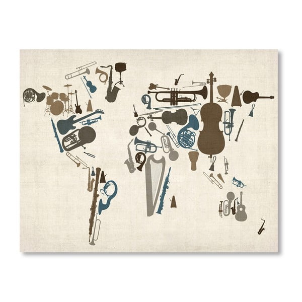 Poster cu harta lumii Americanflat Instruments, 60 x 42 cm