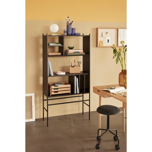 Bibliotecă din lemn de frasin Hübsch Divide, 79 x 160 cm, negru-image-1