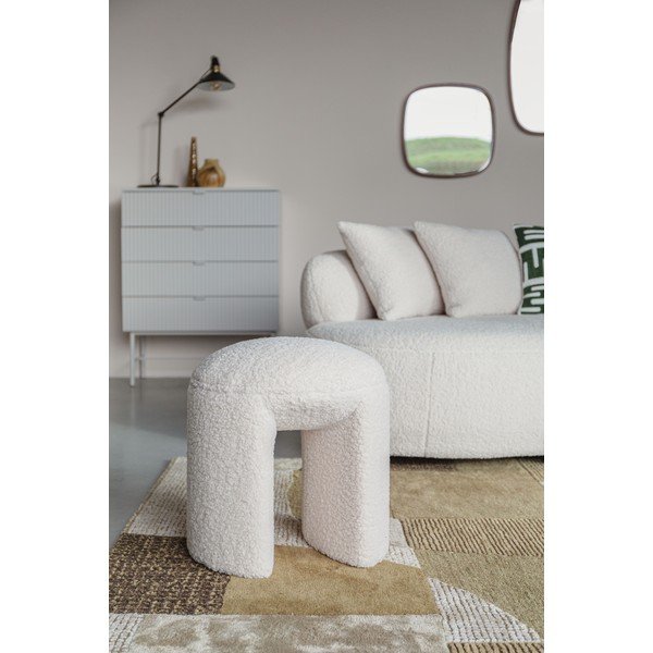 Scaun tip taburet crem tapițat Noxx – White Label-image-1