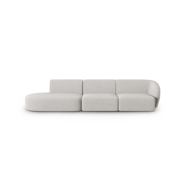 Canapea gri deschis cu tapițerie din chenille cu colț pe partea dreaptă 311 cm Paolo – Milo Casa