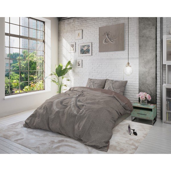 Lenjerie din bumbac pentru pat single Pure Cotton Mr. and Mrs. Knitted, 140 x 200/220 cm-image-3