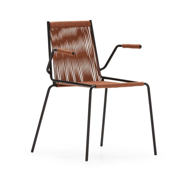 Scaune de dining teracotă cu cotiere/stivuibile 2 buc. din metal Emily – Marckeric