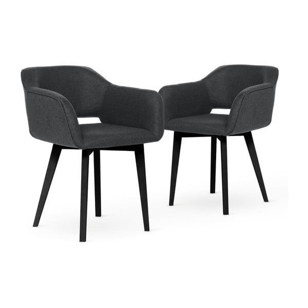 Set 2 scaune cu picioare negre My Pop Design Oldenburger, gri antracit