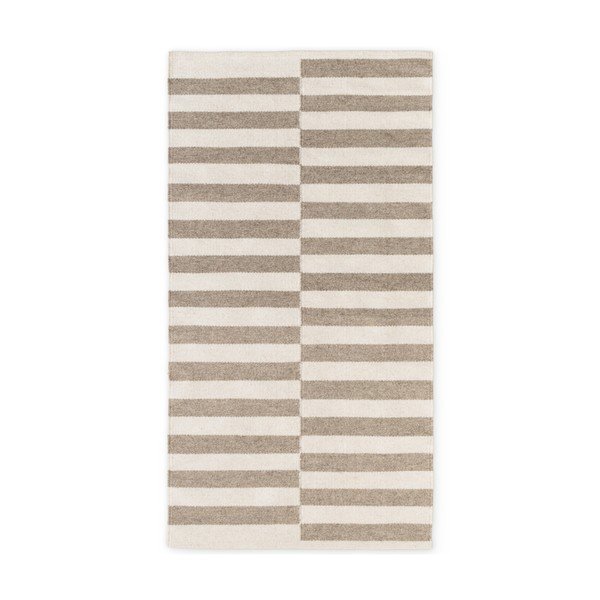 Covor alb/gri reversibil/țesut manual din lână 80x150 cm Vika – Hanse Home