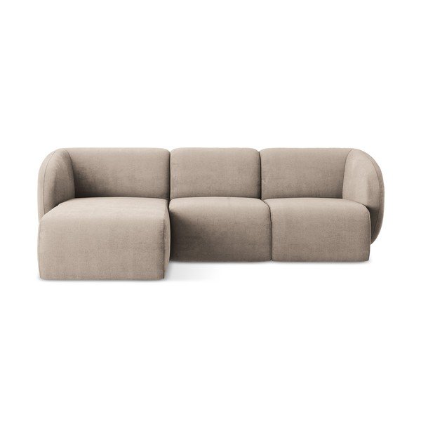 Colțar maro deschis cu tapițerie din chenille (cu colț pe partea stângă/cu șezlong) Lani – Makamii