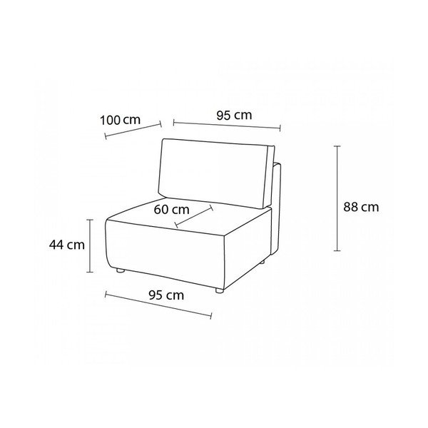 Modul pentru canapea maro deschis cu tapițerie din catifea reiată  (de mijloc) Nihad modular – Bobochic Paris-image-4