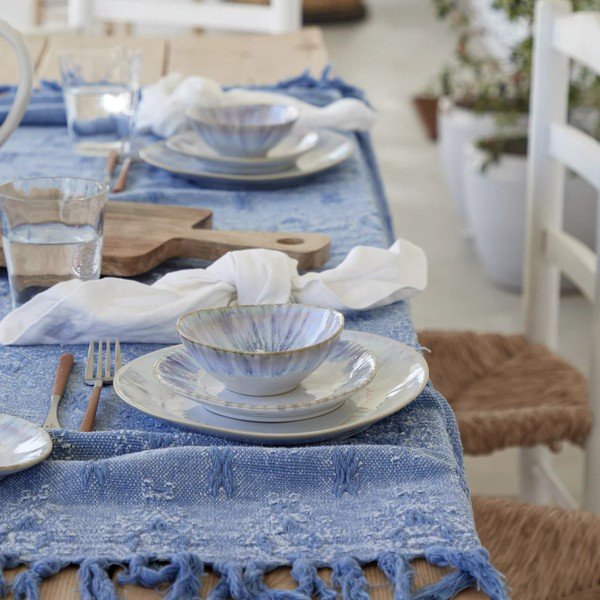 Bol mic alb/albastru din gresie 200 ml Brisa – Costa Nova-image-3