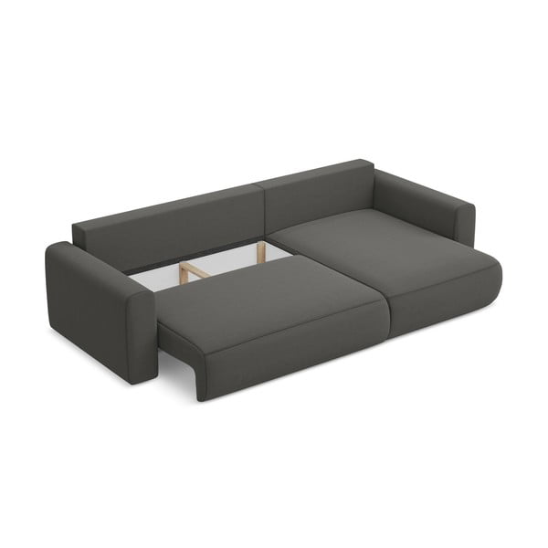 Colțar gri închis extensibil/cu spațiu de depozitare cu tapițerie din catifea (cu colț pe partea dreaptă/cu șezlong) Kapua – Makamii-image-4