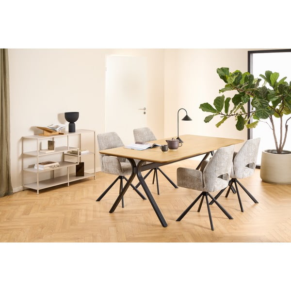 Scaun de sufragerie gri deschis cu cotiere tapițat Graham – Actona-image-1