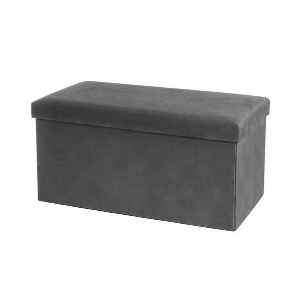 Taburet gri închis cu tapițerie din catifea Estela – Casa Selección